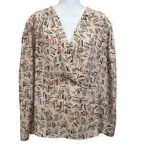 CAbi Marni top, cream/orange, XXL, artsy, minimalist chic, casual, neutral